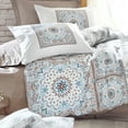 thumbnail image 1 of SUSSEXHOME Paisley Brown Cotton Duvet Cover Set - Beige Queen Size Duvet Cover, 1 Duvet Cover, 1 Fitted Sheet and 2 Pillowcases - Iron Safe, Hypoallergenic, Breathable , Machine Washable, 1 of 7