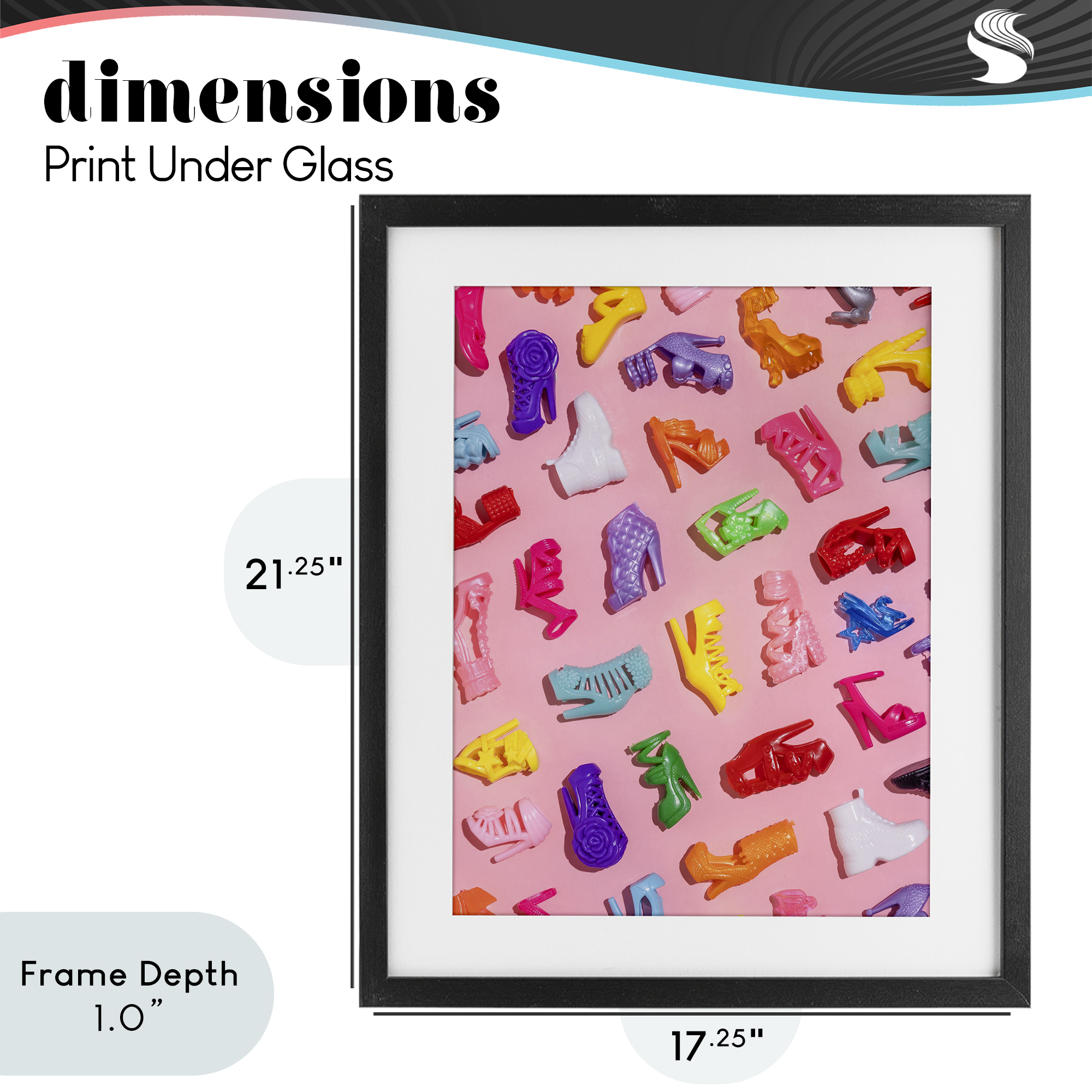 Stupell Industries Tiny Colorful Doll Shoes Black Framed Print Under Glass, design by LISH Creative