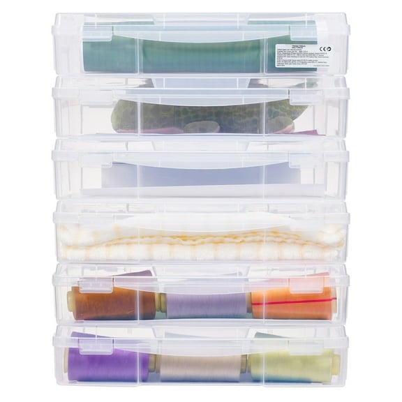 KFFKFF Paper Storage for Scrapbooking, Set of 6 Stackable Transparent Plastic Boxes for Board Games, Versatile Document Holder with Smooth Edges and Dual Fasteners, Ideal for Office Equipment