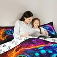 thumbnail image 4 of Manfei Kids Game Console 7-Piece Twin Bedding Sets,Modern Gamepad Bedding Comforter Set,Neon Colorful Sheet Sets For Boy,Ultra Soft Home Decor Reversible, 4 of 8