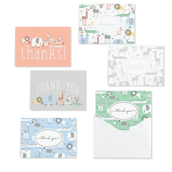 Baby Animals Thank You Note Card Assortment - set of 36