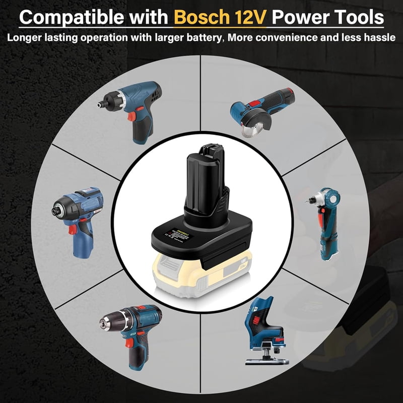 Adapter for Mil.wau.kee 18V M18 for De.walt 20V Lithium ion Battery,Convert to use Bos.ch 12V Power Tools