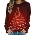thumbnail image 2 of Lopecy-Sta Women's Christmas Tree Print Crew Neck Sweatshirt, Loose Long Sleeve Casual Holiday Pullover Top Multicolor XL, 2 of 6