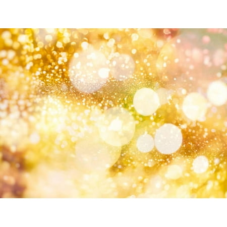 Festive Background With Natural Bokeh And Bright Golden Lights Festive Background With Natural Bokeh And Bright Golden Lights Vintage Magic Color Print