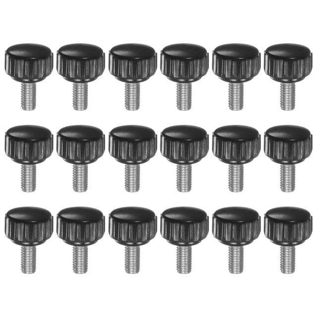Unique Bargains Lot de 18 M5 x 10 mm Filetage Mâle 16 mm Poignée Moletée Boutons de Serrage Poignée Vis pour Pouce Noir