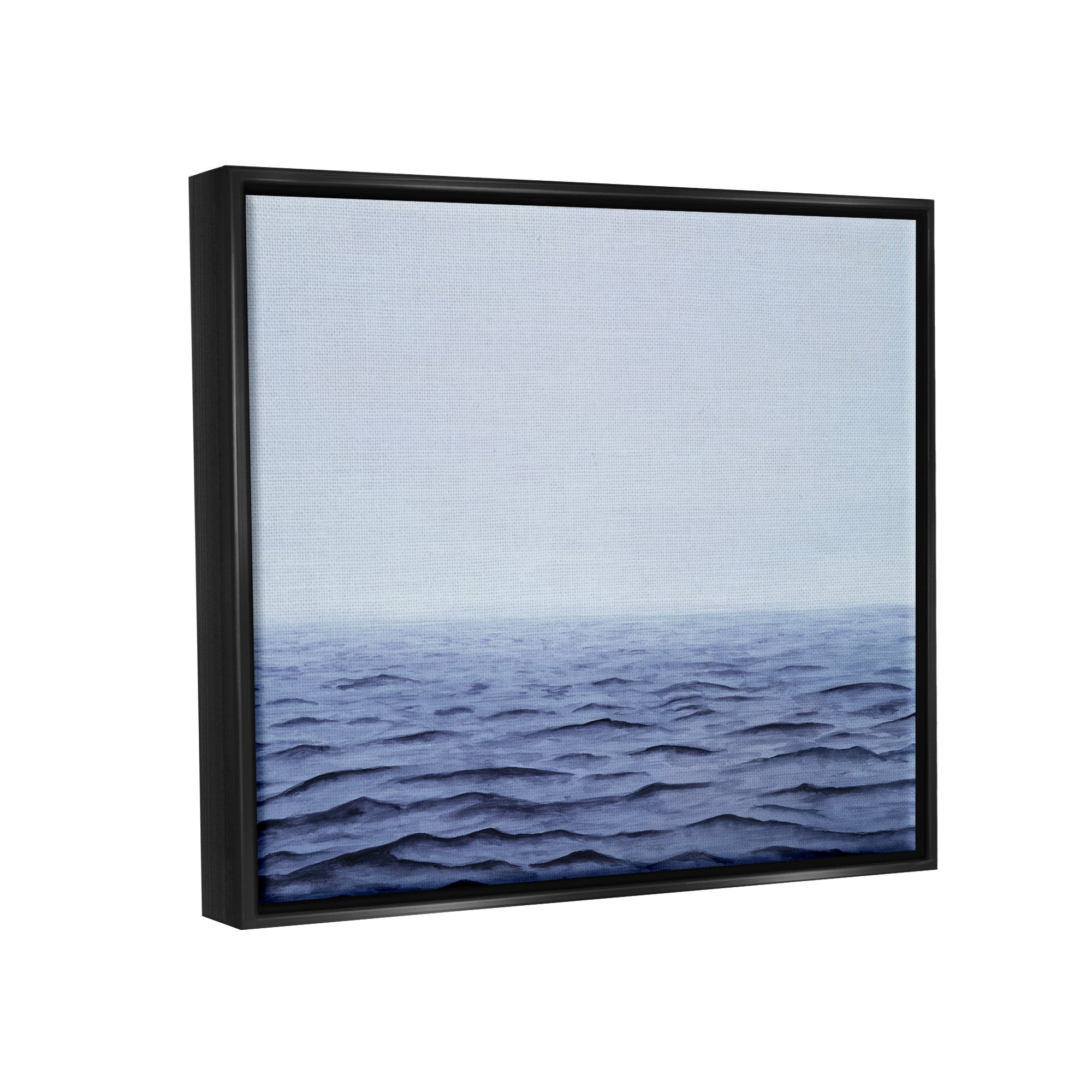 Stupell Industries Vast Ocean Horizon Soothing Blue Water Waves Photograph Jet Black Floating Framed Canvas Print Wall Art, Design by Michael Willett