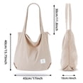 thumbnail image 3 of KALIDI - Bolso de mano de pana con cierre para mujer, bolso casual de gran capacidad con bolsillos, Crema Blanco, 18.2*3.95*15.75inch, 3 of 5