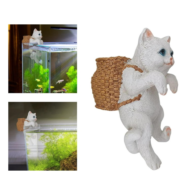 UJEAVETTE® Cat Fishing Figurine Fish Tank Cat Decorations for