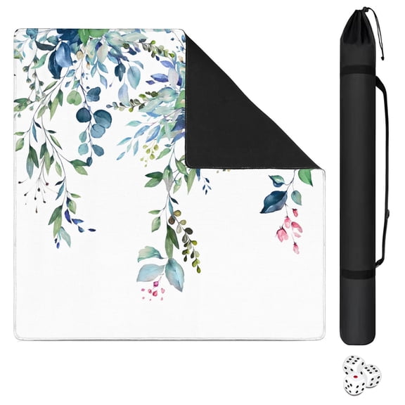 Floral Style Large Rubber Table Pad 31.5x31.5 Inch Mahjong Game Mat Anti-Skid Bottom Reduces Tile Noise for Game Room & Card Playing