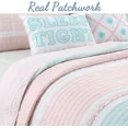 thumbnail image 5 of Cozy Line Light Pink Blue Ruffles Girl 100% Cotton 3 Piece Reversible Quilt Bedding Set, Candy, Queen, 5 of 5