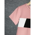 thumbnail image 5 of Mikrdoo 13-14 Years Kid Boys Clothes Color Block Summer Short Sleeve Casual Tee Elastic Side Splicing Shorts 2Pcs Outfits Sizes 1-15 Pink, 5 of 7