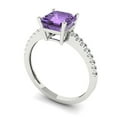 thumbnail image 2 of 2.7 ct Cushion Cut Simulated Alexandrite Solitaire with Simulated Diamond Accents 18K White Gold Womens Engagement Ring, 2 of 5