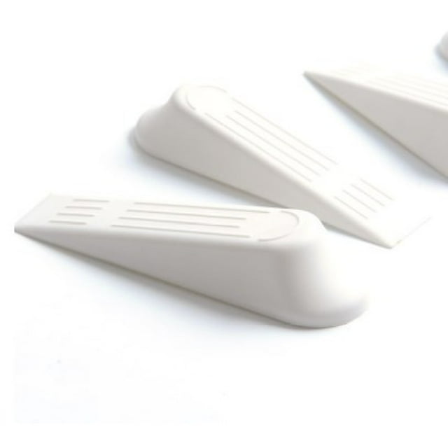 Tope de puerta de cuña blanca de 4 piezas, tope de puerta para exteriores, topes de puerta antideslizantes para piso, soportes de puerta resistentes para permanecer abiertos, cuña de puerta para el