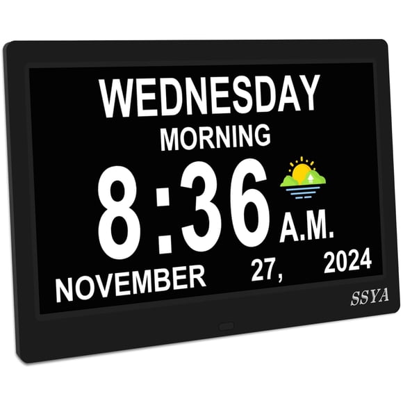 Reloj digital SSYA Dementia para personas mayores con fecha y día de la semana