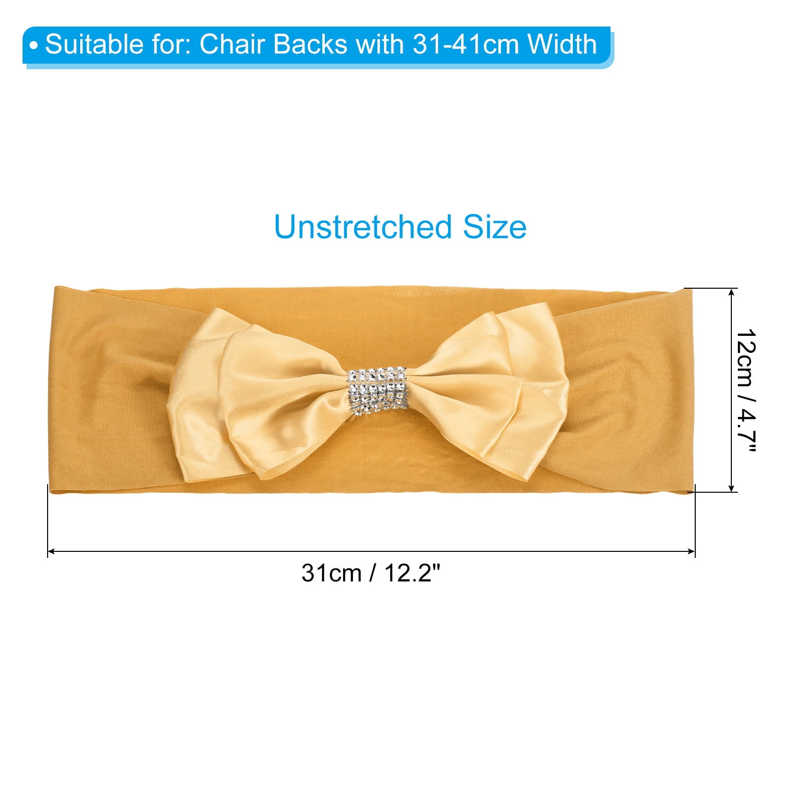 Unique Bargains Chair Sash Bow Spandex Stretch Chair Cover Bands Sashes with Bow Knot 10 Gold Tone