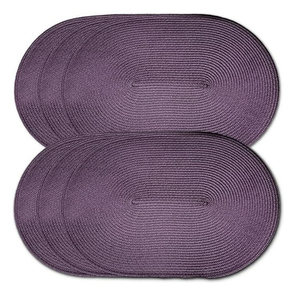 Oval Placemats Set of 6 - 12x17 Woven PP Plastic Table Mats - Indoor Outdoor Non-Slip Washable Placemats for Kitchen Dining Table Decor