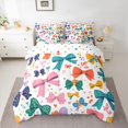 thumbnail image 2 of Homewish Cute Ribbon Bowknot Twin Bedding Sets 7-Piece for Teens Adults Female,Colorful Bow Bedding Comforter Set Microfiber,Dreamy Princess Breathable Sheet Sets,Super Cozy Room Decor,Reversible, 2 of 8