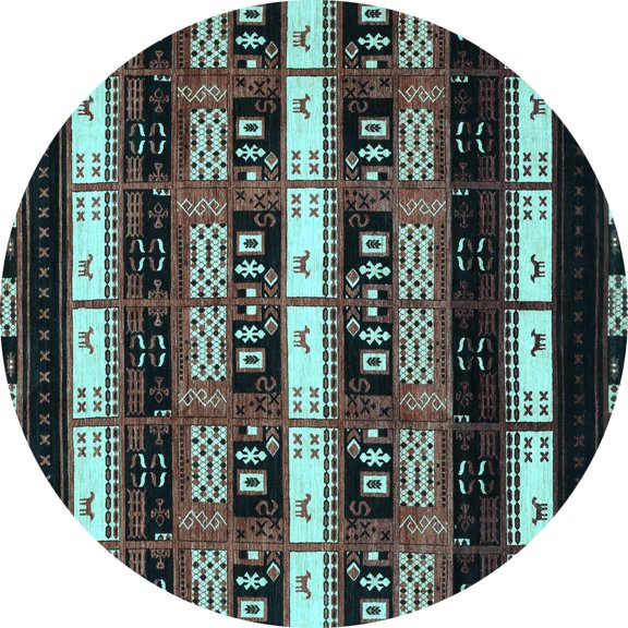 Ahgly Company Indoor Round Abstract Light Blue Modern Area Rugs, 6' Round
