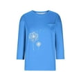thumbnail image 4 of 3/4 Sleeve Womens T-shirts Crew Neck Dandelion Tee Shirts for Women with Chest Pocket Casual Summer Tops, 4 of 5