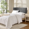 thumbnail image 3 of Virtu Queen Headboard No Tools Required Peel and Stick Upholstered Velvet Bed Headboard Only, Gray, 3 of 9