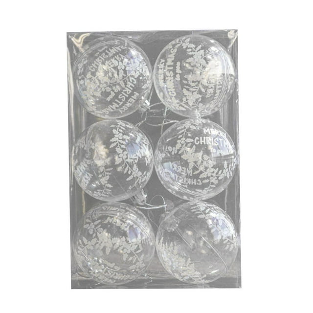 Diameter 6CM Transparent Christmas Ball Boxed Blue Transparent White Transparent Painted Acrylic Christmas Tree Decorations A Box Of 6