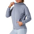 thumbnail image 4 of Feancey Workout Cropped Jackets for Women Full Zip Slim Fit Sun Shirt Hoodies Lightweight Athletic Running Sports Track Jacket with Pockets Sky Blue XL, 4 of 5