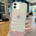 thumbnail image 3 of iPhone 11 Case, Luxury Holographic Cute Laser 3D Shell Pattern Flashing Flash Wave Shaped Phone Case for Women and Girls Silicone Protective Case (iPhone 11 6.1 inch), 3 of 16