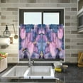 thumbnail image 4 of Yayeee Kitchen Curtains Tier Pair Light Filtering 27"x24" Rod Pocket Short Cafe Window Panel, Watercolor Pink Marble Pattern, 4 of 7