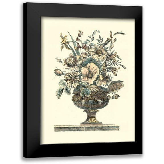 Piranesi, Roy 12x14 Black Modern Framed Museum Art Print Titled - Flowers in an Urn II - Sepia