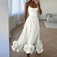 thumbnail image 4 of RGDYPKO For Women 2025 Women's Solid Color Fashion Strapless A Line Dress With Flower Detail Elegant Summer Charm Suitable For Various Activities, 4 of 6