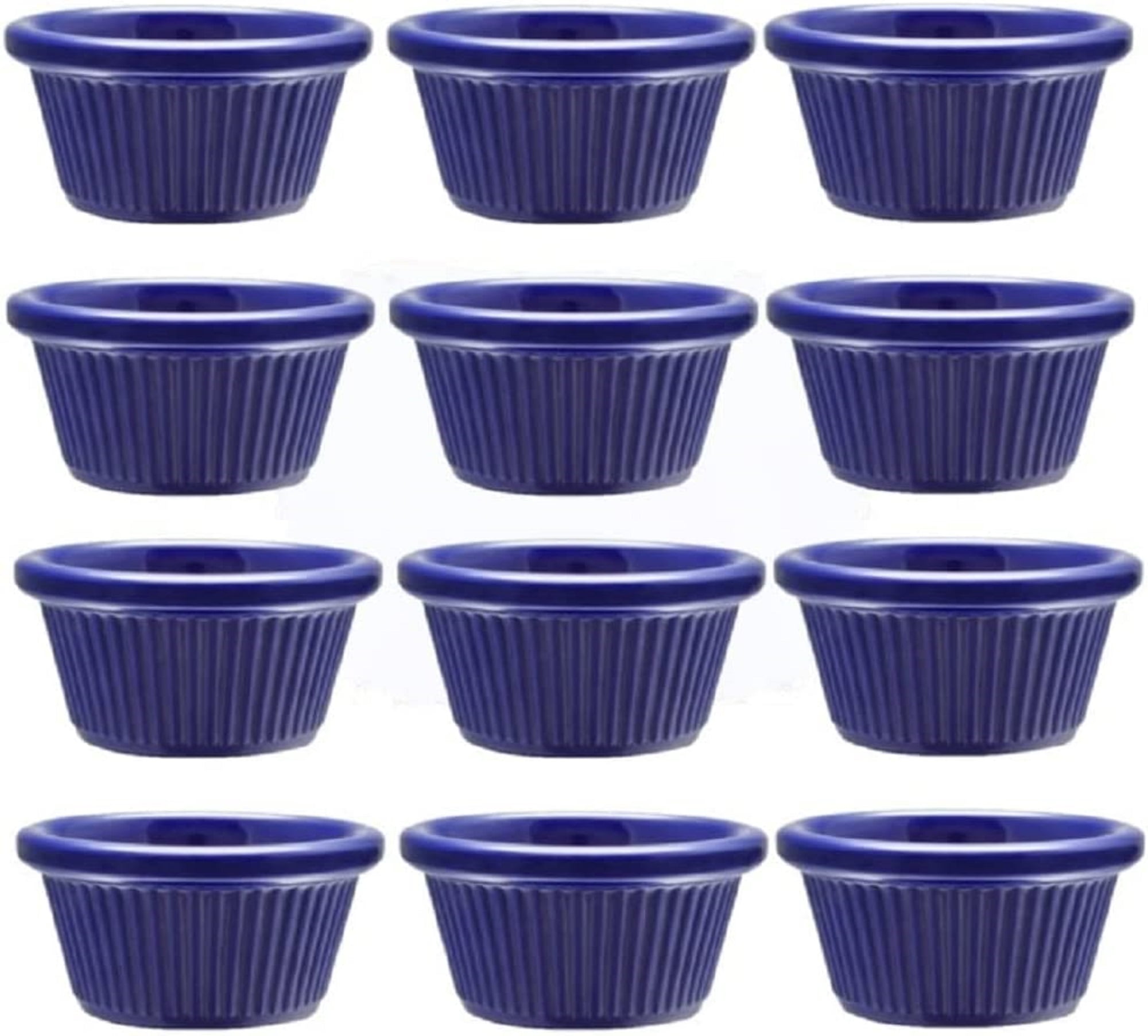 Truecraftware Set of 12 Fluted Ramekin 2 oz. Cobalt Blue Color Melamine Individual