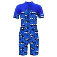 thumbnail image 2 of iEFiEL Kids Girls Swimsuit One-piece Short Sleeves Bathing Suit Rash Guard Shark Blue 14, 2 of 3