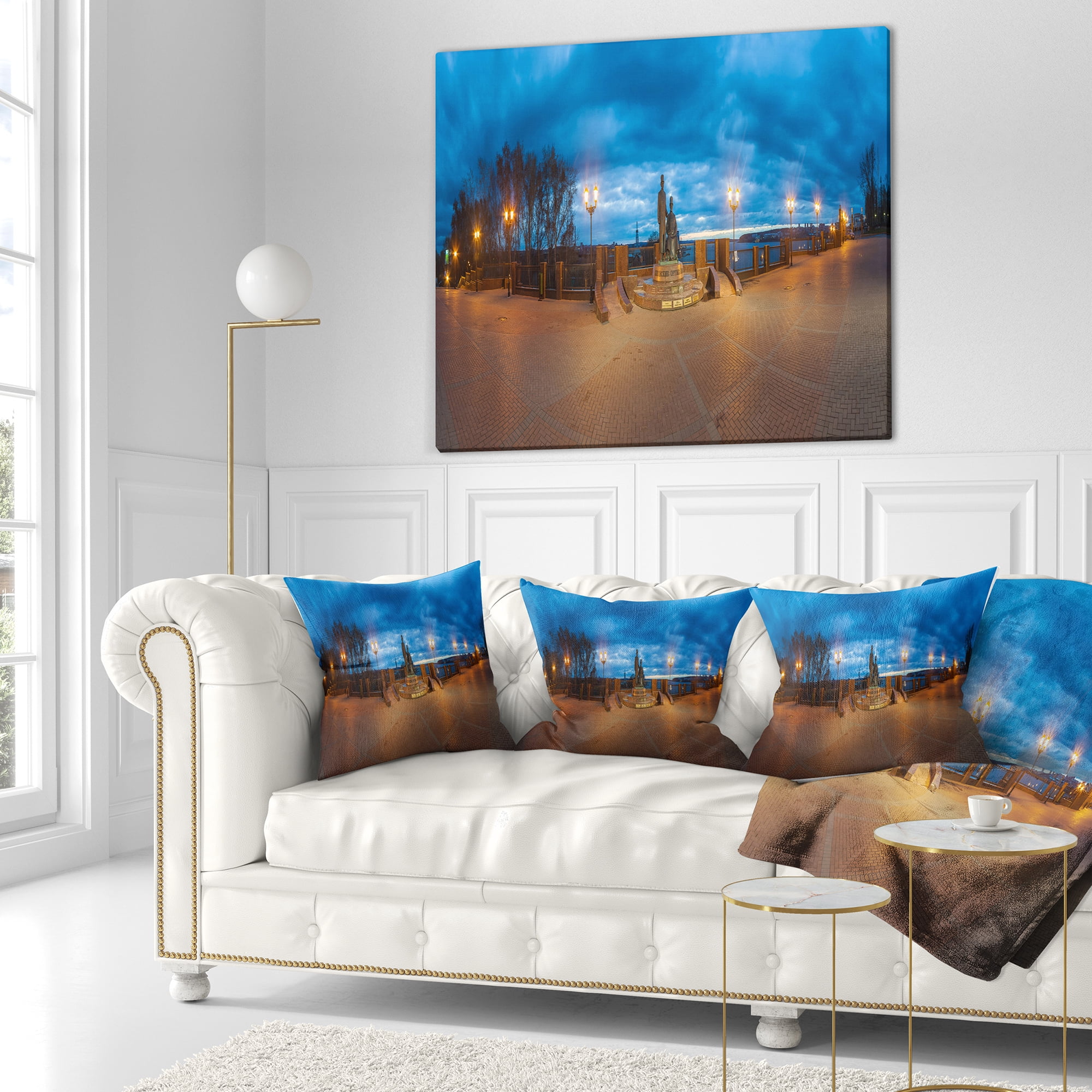 Designart Monument to Armories Panorama - Landscape Printed Throw Pillow - 16x16