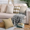 thumbnail image 2 of Brown Gingham Checkered Throw Pillow Covers 18x18 Set of 2, Neutral Modern Farmhouse Dark Brown Khaki Outdoor Pillows 18 x 18 for Porch Patio Furniture (No Pillow Inserts), 2 of 6