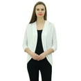 thumbnail image 1 of Bimba Women Solid Shrug Spandex 3/4 Sleeve Casual Shrug Cardigan White, 1 of 8