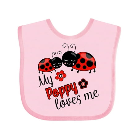 

Inktastic My Poppy Loves Me with Cute Ladybugs Gift Baby Boy or Baby Girl Bib