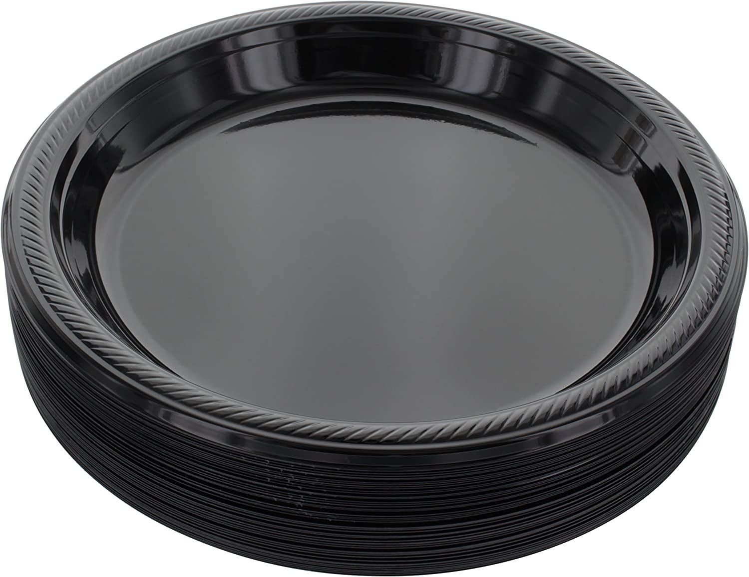 VeZee's Cuisine 9 Inches Disposable Black Plastic plates Good to use in Microwave, Best for home Parties, Restaurant, & Deli : 200 Count