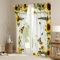 thumbnail image 3 of Castle Fairy Floral Sunflowers Curtains Pack of 2 (42x84 Each) for Boys Girls,Flying Butterflies Curtains Blackout,Old Barn Door Bedroom Curtains,Lightweight Room Decor, 3 of 6