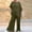 Army Green, variant on Tbopshirt Women's 2 Piece Outfits Women's Solid Round Neck Collar Long Sleeve Pullover Shirt Tops + Pants Trousers Set Wide Leg Pants