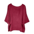 thumbnail image 2 of BSDJILFG Women's Oversized T Shirts Casual Summer Crew Neck Loose Dropped Short Sleeve Side Slit Hem Blouse Tunic Tops, 2 of 7