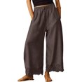 thumbnail image 5 of JUUNthy Casual Pants for Womens, Baggy Fit Elastic Waist Lace Hem Wide Leg Lightweight Summer Trousers with Pockets Khaki S, 5 of 14