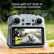 Drone with 4.3 Screen on Remote, Foldable Wefone M3, HD Camera, Obstacle Avoidance, Brushless Motor, Optical Flow, Lightweight, 2 Batteries, Gray