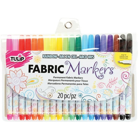 Tulip Multi-Colored Fine Fabric Markers, 20 Piece (Best Permanent Fabric Markers)
