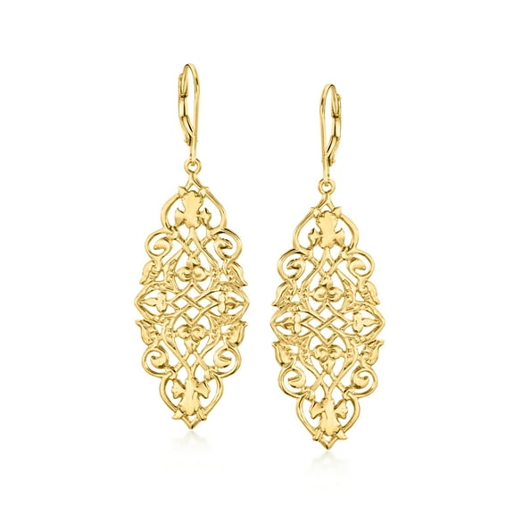 Ross-Simons 18kt Gold Over Sterling Filigree Drop Earrings, Women's, Adult