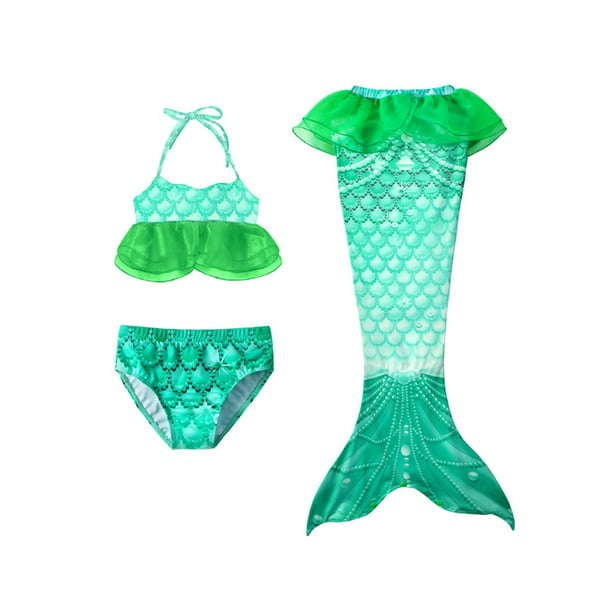 ZIYIXIN 3Pcs Mermaid Swimsuit for Girls Swimming Princess Bikini Set ...