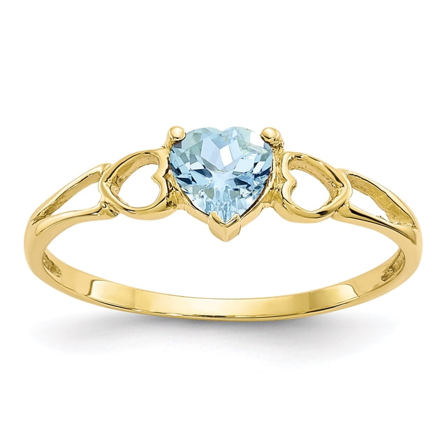 10k Yellow Gold Aquamarine Birthstone Ring March Gemstone