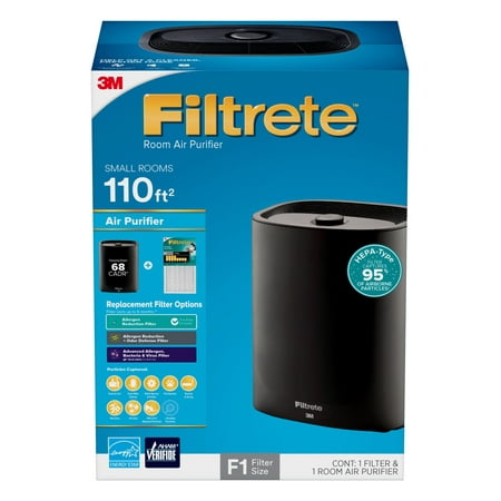 Air Filter Cleaning System - Filtrete by 3M Room Air Purifier, Console, 110 SQ Ft coverage, Black, HEPA-Type Allergen Filter Included