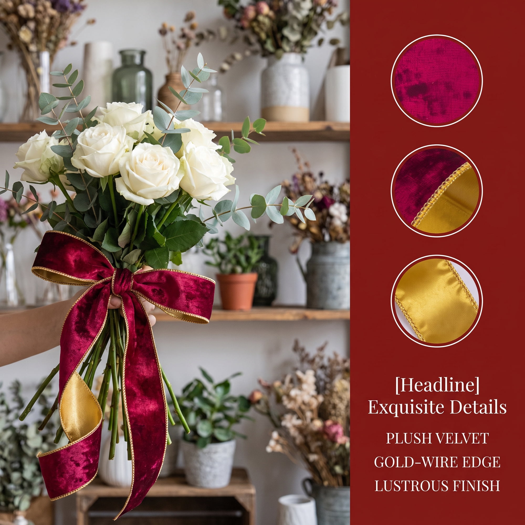 Unique Bargains Extra Wide Decorative Ribbon for Gift Decoration Use Red 9.8 Yard