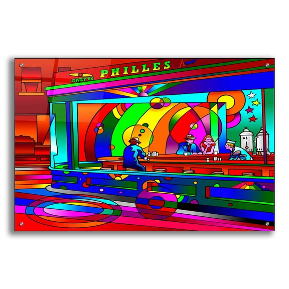 Epic Art 'Nighthawks' by Howie Green, Acrylic Glass Wall Art, 36"x24"