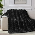 thumbnail image 3 of Faux Fur Throw Blanket, 1000GSM Fluffy Soft Bubble Blanket for Couch Bed, Cozy Plush Warm and Thick Blanket, Fuzzy Rabbit Lola Throw for Living Room Bedroom 50''*60'' Black, 3 of 13